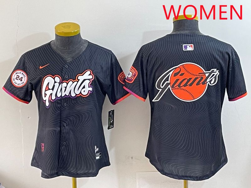 Women San Francisco Giants Blank Black Second generation Joint Name 2025 Nike MLB Jersey style 10->women mlb jersey->Women Jersey
